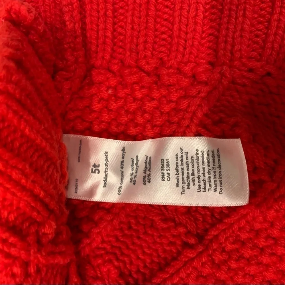 Carter’s cable knit red pancho size 5 T